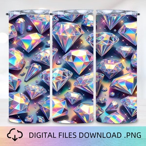 Pode incluir: Um design de sublima&ccedil;&atilde;o com um padr&atilde;o repetitivo de diamantes iridescentes e hologr&aacute;ficos sobre um fundo azul escuro. Este design &eacute; perfeito para criar canecas personalizadas, x&iacute;caras ou outros itens personalizados.