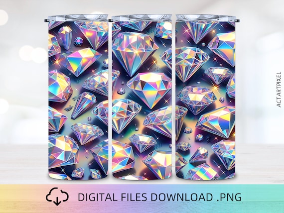 Sparkle Diamond Crystals 20oz Tumbler Wrap, Digital Download, 3D Tumbler Wrap, PNG Sublimation, Instant Download, Tumbler PNG, Heart Tumbler