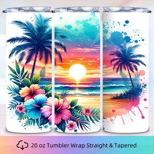 Ocean Beach Tumbler Wrap, Sublimation Tumblers, 20 oz Tumbler, Tumbler Wrap PNG, Summer Tumbler Wrap, Tropical Beach Tumbler Wrap, Beach PNG