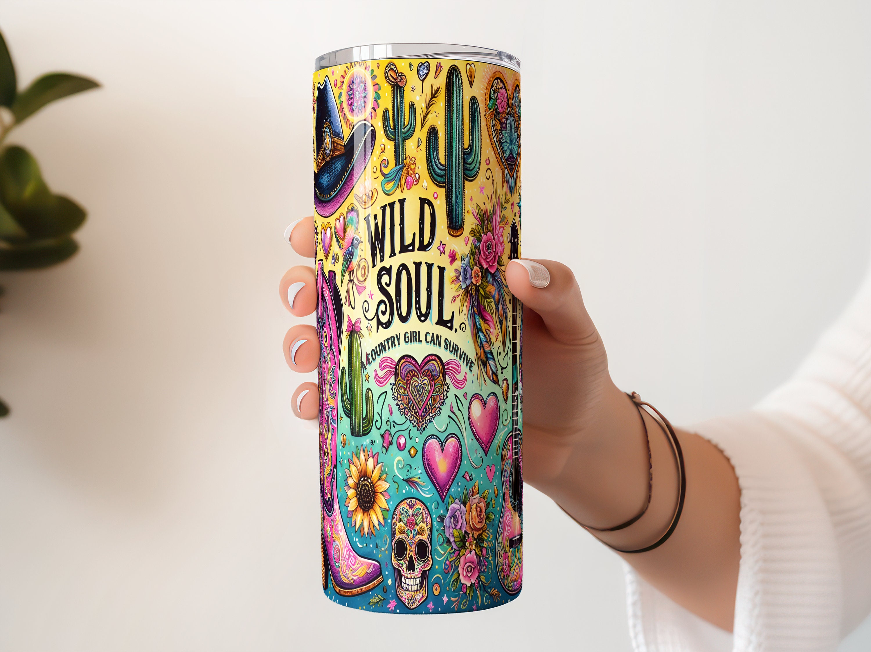 Wild Soul 20 Oz Skinny Tumbler Wrap, Country Girl Tumbler Sublimation ...