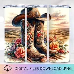 Western Cowgirl Boots Skinny Tumbler Wrap, 20oz Tumbler Sublimatie Design, Western Country Girl Tumbler Wrap, Westerse stijl PNG Download