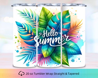 Emballage de gobelet Hello Summer, sublimation PNG, gobelet 20 oz, emballage de gobelet PNG, design de gobelet, gobelet PNG, gobelet d'été, ambiance estivale