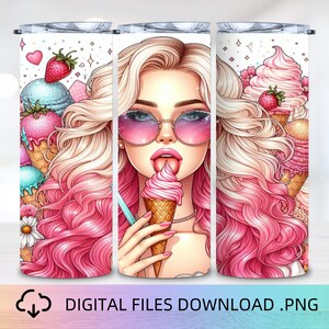 Aesthetic Girl Tumbler Wrap, 20oz Skinny Tumbler Wrap, Sublimation Design, Girl Tumbler Wrap, Tumbler Wrap PNG, Tumbler Design Download