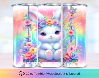Cute Bunny 20oz SKinny Tumbler Wrap, Rabbit Tumbler Design, Bunny Tumbler Sublimation, Tumbler Design, Tumbler Sublimation, Tumbler Wrap PNG