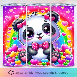 Cute Panda Tumbler Wrap, 20oz Tumbler Wrap, Skinny Tumbler, Panda Tumbler Wrap, Baby Panda PNG Tumbler, Instant Download, tumbler Design