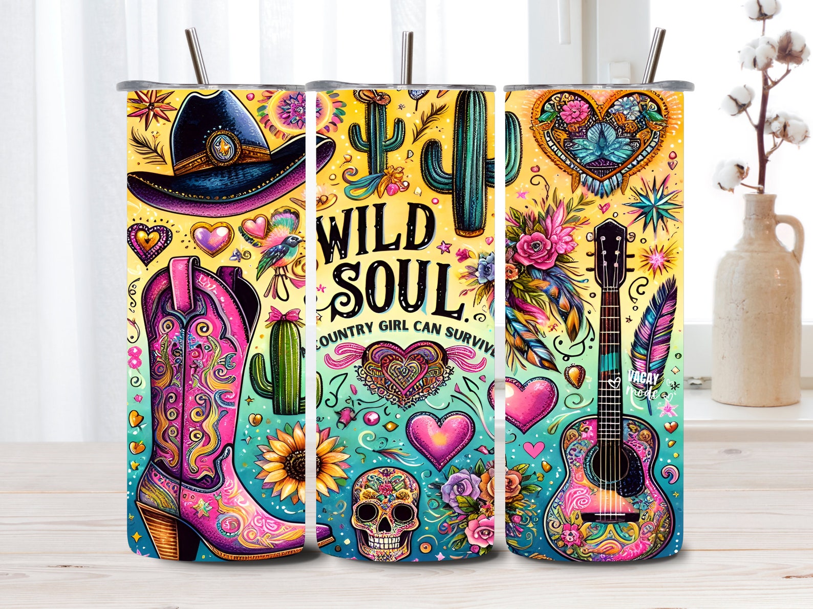 Wild Soul 20 Oz Skinny Tumbler Wrap, Country Girl Tumbler Sublimation ...