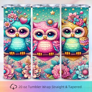 Owl Tumbler Wrap, 20oz Skinny Tumbler, Owl Sublimation, Digital Download PNG, instant Download, Owl PNG Tumbler, Tumbler PNG Wrap