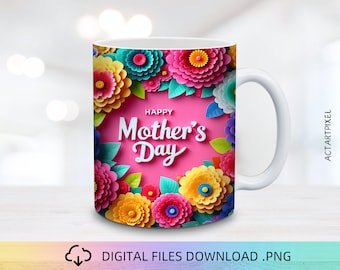 Mum Mug Wrap, 11 and 15oz Mug Wrap PNG, Mug Sublimation, Mother&#39;s Day Mug Wrap, Mug Wrap Design, Mug PNG, Cute Mug, Sublimation PNG