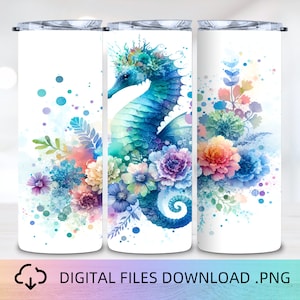 Beach Ocean Seahorse 20oz Tumbler Wrap, PNG Digital Download, 3D Tumbler wrap, PNG Sublimation, Instant Download, Tumbler Sublimation