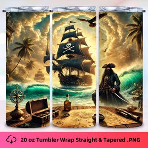 Pirate Ship 20 oz Tumbler Wrap | PNG Sublimation | High Quality 300DPI | 9.3 x 8.2 Inches | Digital Download