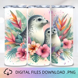 Beach Ocean Seal 20oz Tumbler Wrap, PNG Digital Download, 3D Tumbler wrap, PNG Sublimation, Instant Download, Tumbler Sublimation