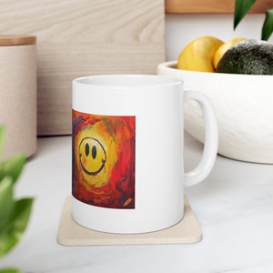 coffee mug smiley face  gift for him gift for her fun mug 11 0z colorful mug microwave safe ceramic tea mug dad gift decorative mug