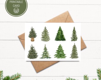 Christmas Tree Printable Card | DIY Holiday Greeting | Instant Download | Digital Christmas Card