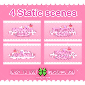 Animated Stream Overlay Pack: Kawaii Candy Scenes for Twitch, YouTube (Digital Download)