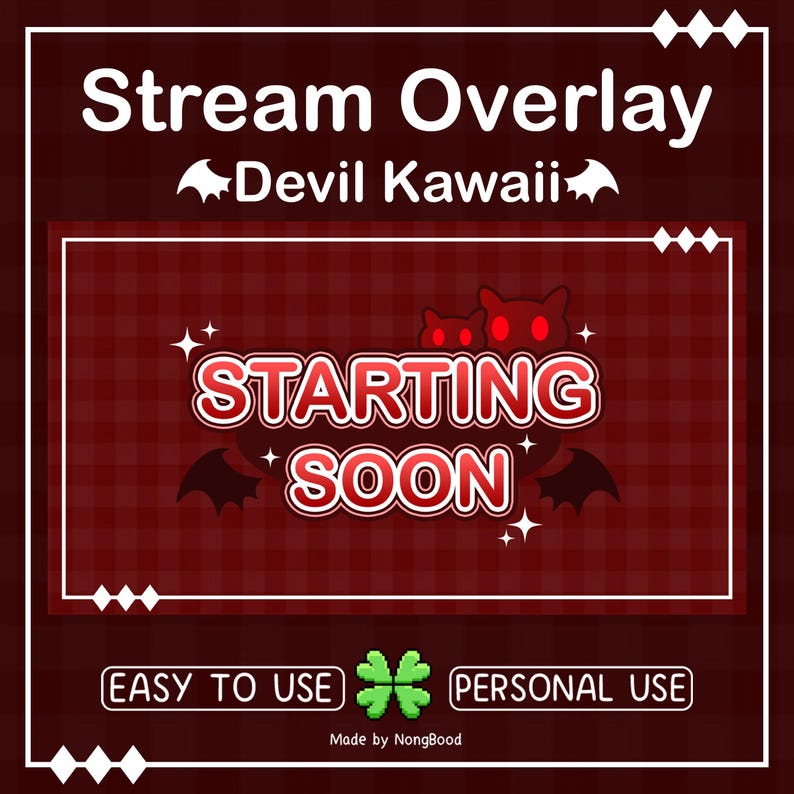 Devil Rings Overlay Devil Kawaii Animated Stream Overlay: Twitch, Youtube, Kick (digital ...