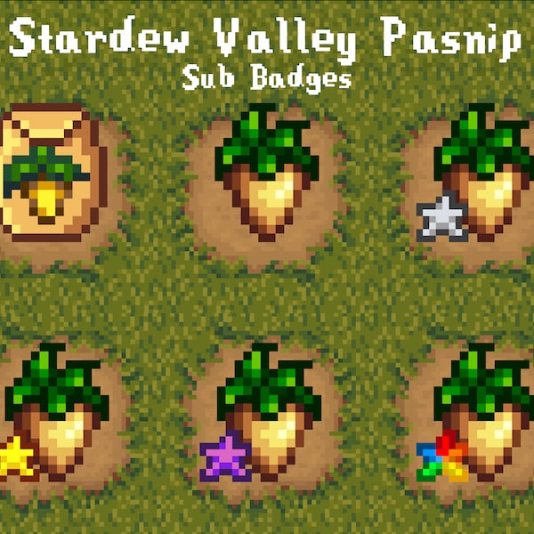 Stardew Valley Parsnip Badges for Twitch | Pixel art,  Sub/Bit/Emote , Streaming add-on, Plant, Parsnip Quality