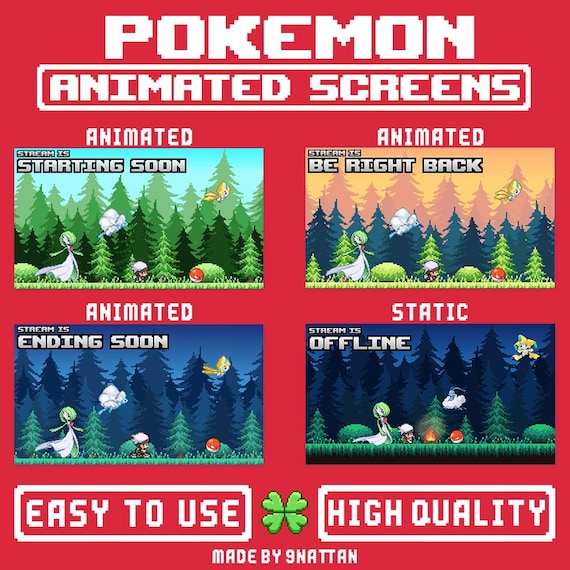 Pokemon Animated Forest Stream Screens | Transitions, Pixel Art (PNG)
