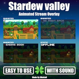 Stardew Valley Animated Screen Overlays | twitch,kick,youtube | overlay pack | scenes | Streaming Package | OBS stream overlay | Pixel Art