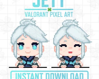 Valorant Jett Pixel Art Chibi PNGTUBER - Gamer Gift (Digital Download)