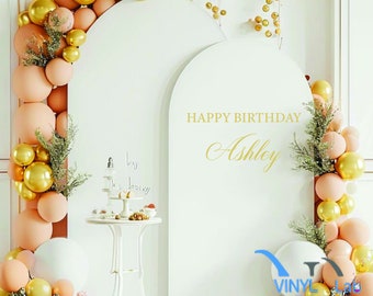 Custom Birthday Vinyl Decal: Balloon Arch Sticker, Personalized Party Sign