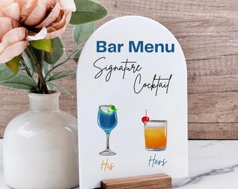 Custom Wedding Bar Menu Sign- Vinyl Decal- Drink Sign Menu- Wedding Bar Menu- Cocktail Hour Sign- Cocktail Drink Menu- Wedding Drink Sign