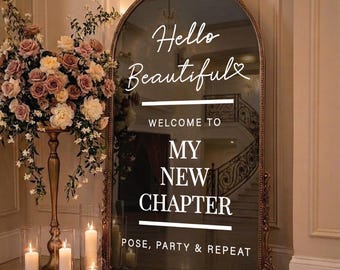 Custom Vinyl Mirror Decal, Personalized Mirror Sign, Reception Vinyl decal, Wedding Mirror Sign, Custom Quote, Ceremony sign