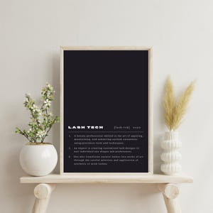 Lash Tech Definition - Utskrivbar Lash Studio Väggkonst - Digital Dekor - Direkt Nedladdning