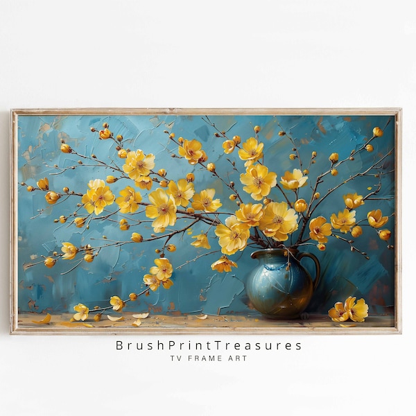 Frame TV art Forsythia flowers, Spring Samsung Frame TV art Samsung TV Digital Download Art Work no24