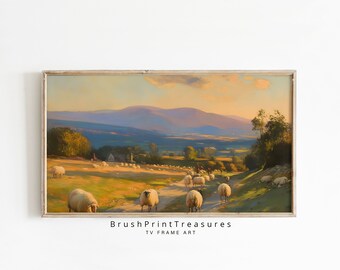 Frame TV art Sheep on the Road, Spring Samsung Frame TV art | Samsung TV Digital Download Art Work no86