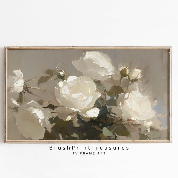 Frame TV art White roses, Spring Samsung Frame TV art White roses | Samsung White roses TV Digital Download Art Work no102