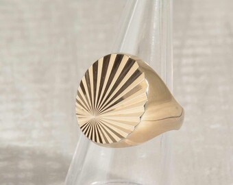 Large Vintage Vermeil Sunburst Cocktail Ring. Gold plate on Sterling Silver.