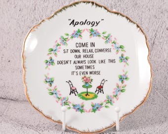 Vintage "Apology" plate, fine kitsch decor from the 70s!