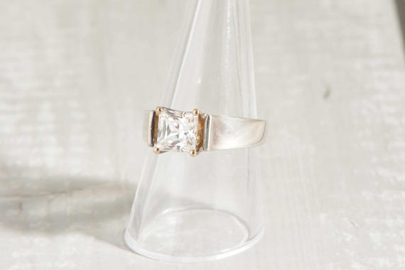 Sterling Silver Solitaire Ring with Large Square … - image 6