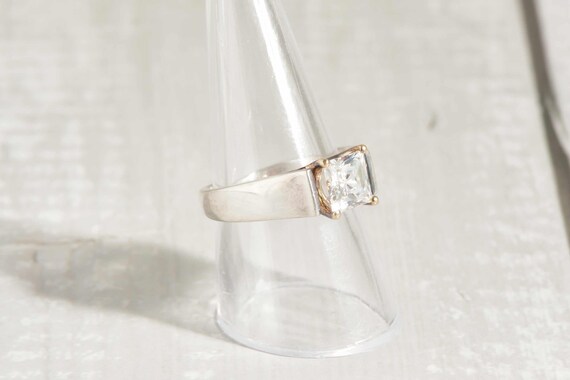 Sterling Silver Solitaire Ring with Large Square … - image 2