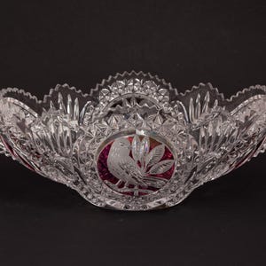 Vintage Hofbauer Byrdes Ruby Red Crystal Gondola Bowl, "Master Centerpiece" Version, Large Fruit Bowl