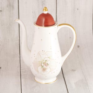 Vintage Susie Cooper "Azalea" (ook bekend als Orchid) koffiepot met bordeauxrood patroon
