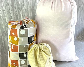 Handmade Cotton Drawstring Storage Bag: Breathable Laundry, Toy Organizer