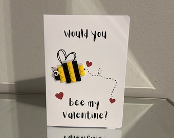 Gepersonaliseerde Bee Brick Valentijnsdag liefdeskaart, 3D Bee jubileumkaarten,