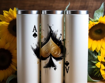 Ás de espadas v.1, Tumbler wrap 20 oz, download digital PNG 300dpi, Lucky You, cartas de baralho