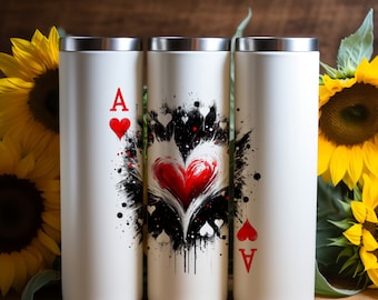 Ás de copas v.1, Tumbler wrap 20 oz, download digital PNG 300dpi, Lucky You, cartas de baralho