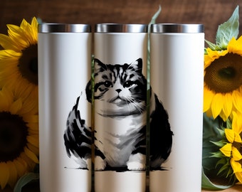 Fat Cat V.3, Tumbler wrap 20 oz, download digital PNG 300dpi