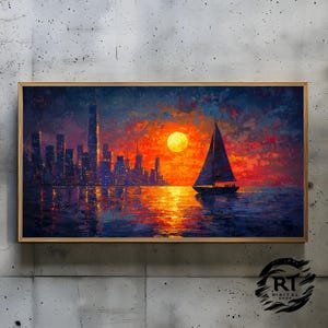 Frame TV Art JPG 4K High-Resolution 300dpi - Sailing into the Fiery Sunset
