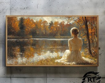 Frame TV Art JPG 4K Alta Resolução 300dpi - Um Momento Contemplativo Feminino na Natureza Abraço