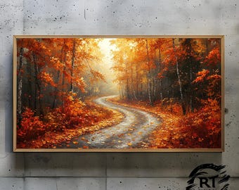 Frame TV Art JPG 4K Alta Resolução 300dpi - Caminho de Outono Dourado