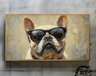 Frame TV Art JPG 4K Alta Resolução 300dpi - Bulldog Francês Usando Óculos de Sol