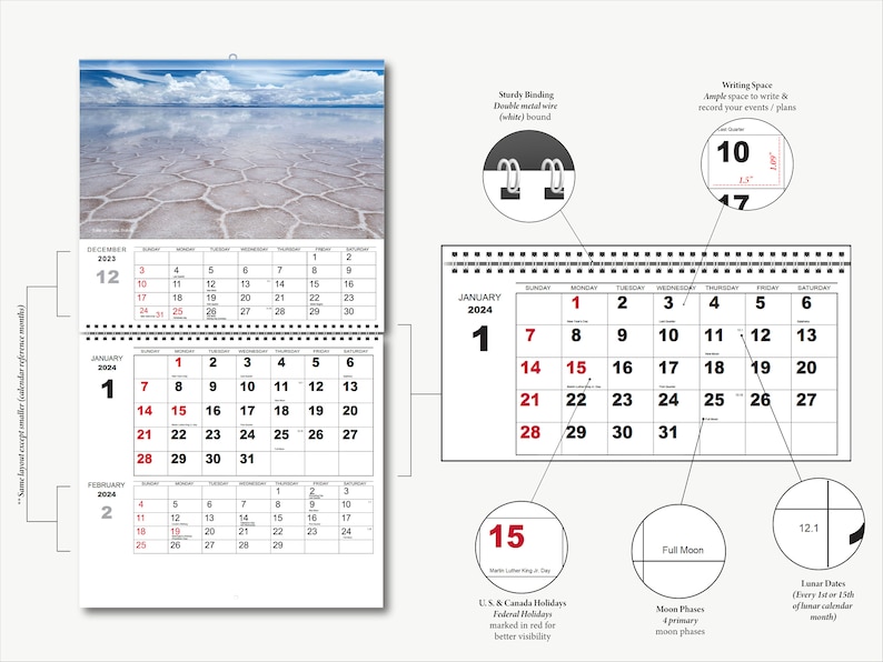 Wall Calendar 2024 World Travel Adventure 13.5 X 12.75 Premium UV
