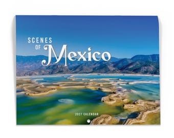 2027 Wall Calendar Bilingual | 13 Month | 11" x 8.5" | UV Coated Cover | Scenes of Mexico Edition w/ Holidays, Moon Phases, and Lunar Dates