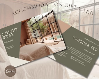 AirBnB Gift Card Template, Editable, Canva, Giftcard for Holliday accommodation owners, VRBO host bundle Gift Voucher, Hotel Voucher