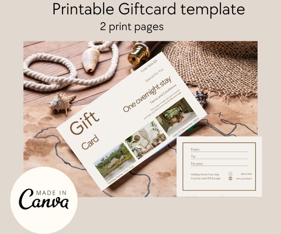 Airbnb Gift Card Template Editable Canva Giftcard for Holliday Accommodation Owners VRBO Host Bundle Etsy UK