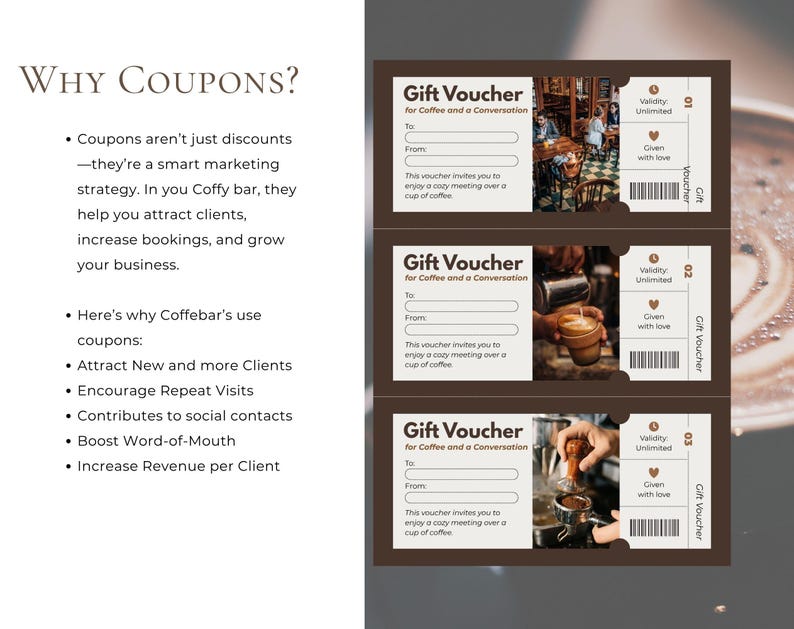 Coffeebar Coupons, drink Coffee with friends, coffee bar decor, barista voucher, coffee bar accessories, coffee bar gift, bar sign, digital image 2